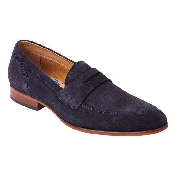 Base London Mens Bruno Leather Penny Loafers / Navy